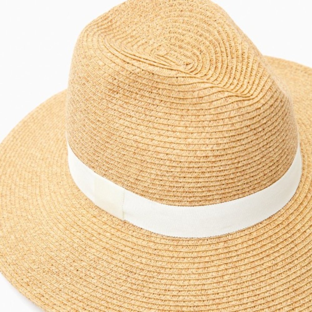 Toucan Hats Tuckernuck NEW Ivory Cream Wide Brim Packable Fedora Sun Hat Size M - Picture 3 of 10